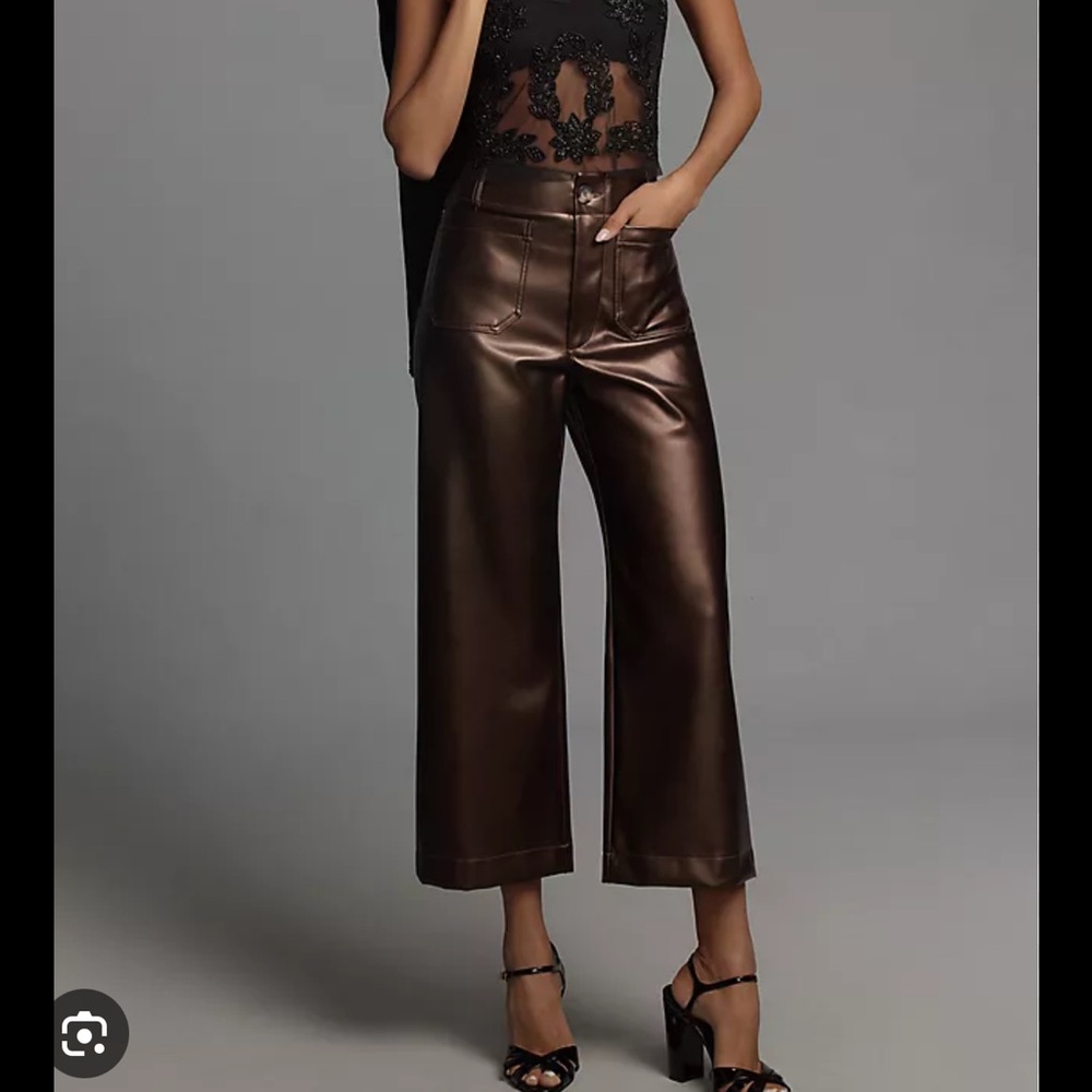 THE COLETTE CROPPED WIDE-LEG PANTS BY MAEVE: FAUX-LEATHER EDITION